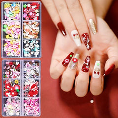 Christmas Nail Art Set Resin Snowflake Heart Star Charms Beads Accessories