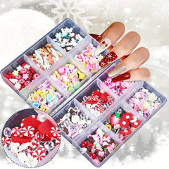 Christmas Nail Art Set Resin Snowflake Heart Star Charms Beads Accessories