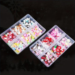 Christmas Nail Art Set Resin Snowflake Heart Star Charms Beads Accessories