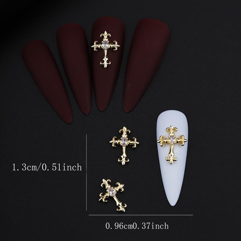 3D Cross Nail Charms Nail Art Decor Gems Rhinestones Studs DIY