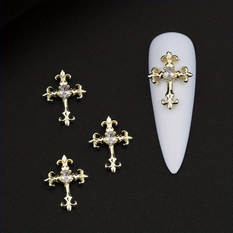 3D Cross Nail Charms Nail Art Decor Gems Rhinestones Studs DIY