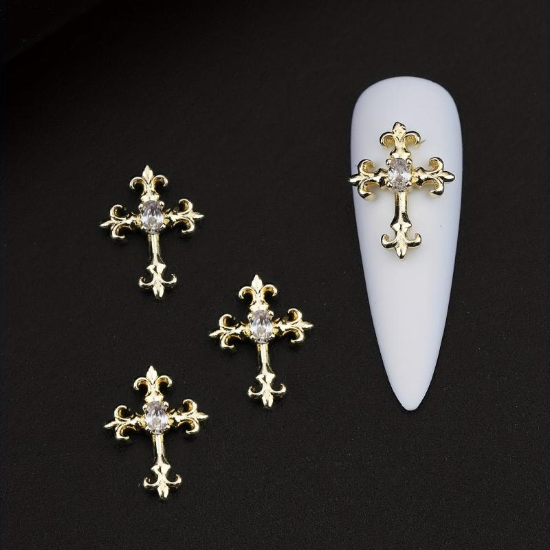 3D Cross Nail Charms Nail Art Decor Gems Rhinestones Studs DIY