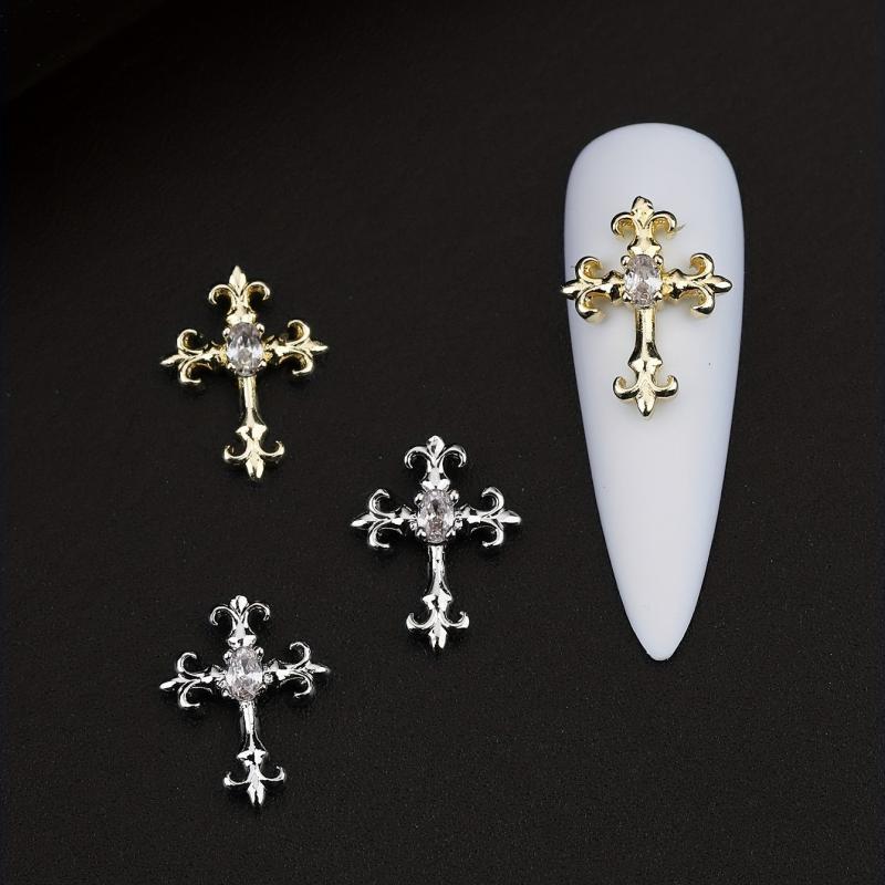 3D Cross Nail Charms Nail Art Decor Gems Rhinestones Studs DIY