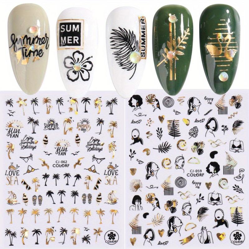 Coconut Tree Leaf Nail Stickers Easy DIY Nail Decoration