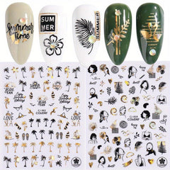 Coconut Tree Leaf Nail Stickers Easy DIY Nail Decoration