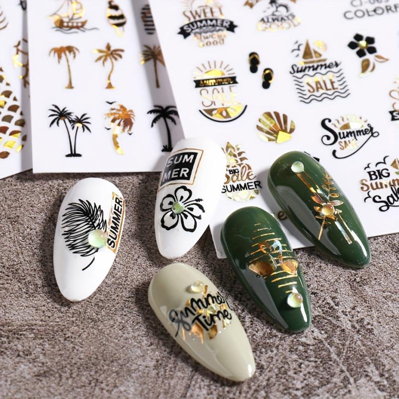 Coconut Tree Leaf Nail Stickers Easy DIY Nail Decoration