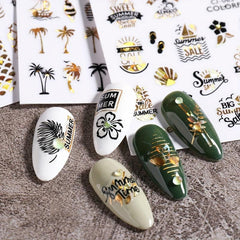 Coconut Tree Leaf Nail Stickers Easy DIY Nail Decoration