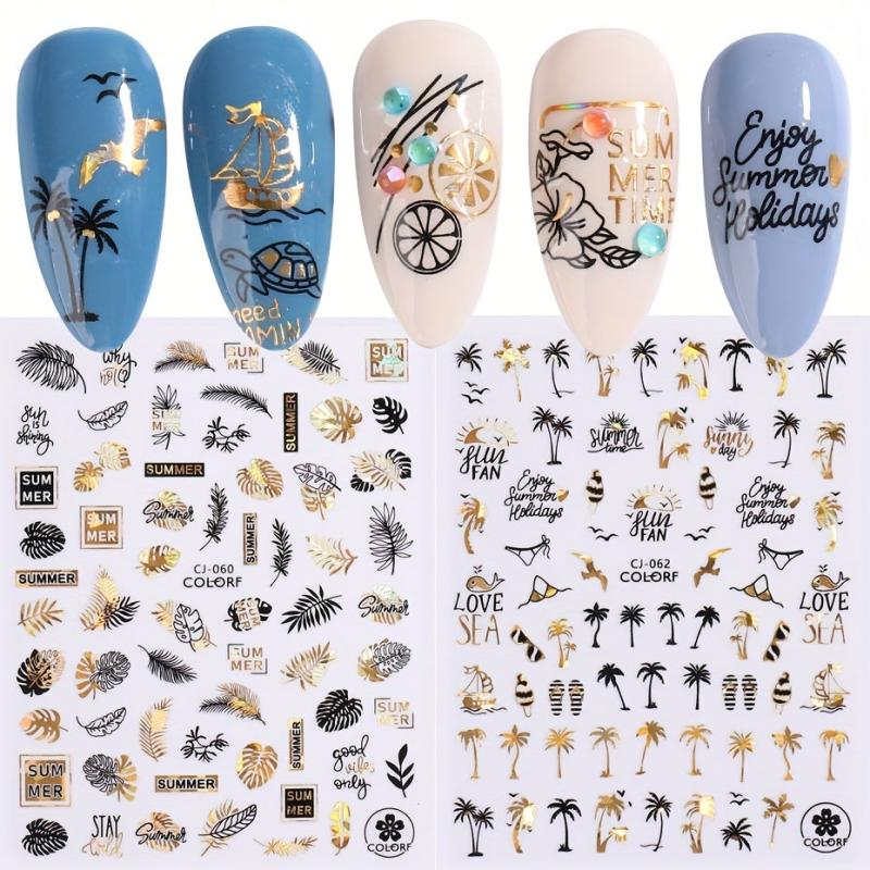 Coconut Tree Leaf Nail Stickers Easy DIY Nail Decoration