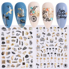 Coconut Tree Leaf Nail Stickers Easy DIY Nail Decoration