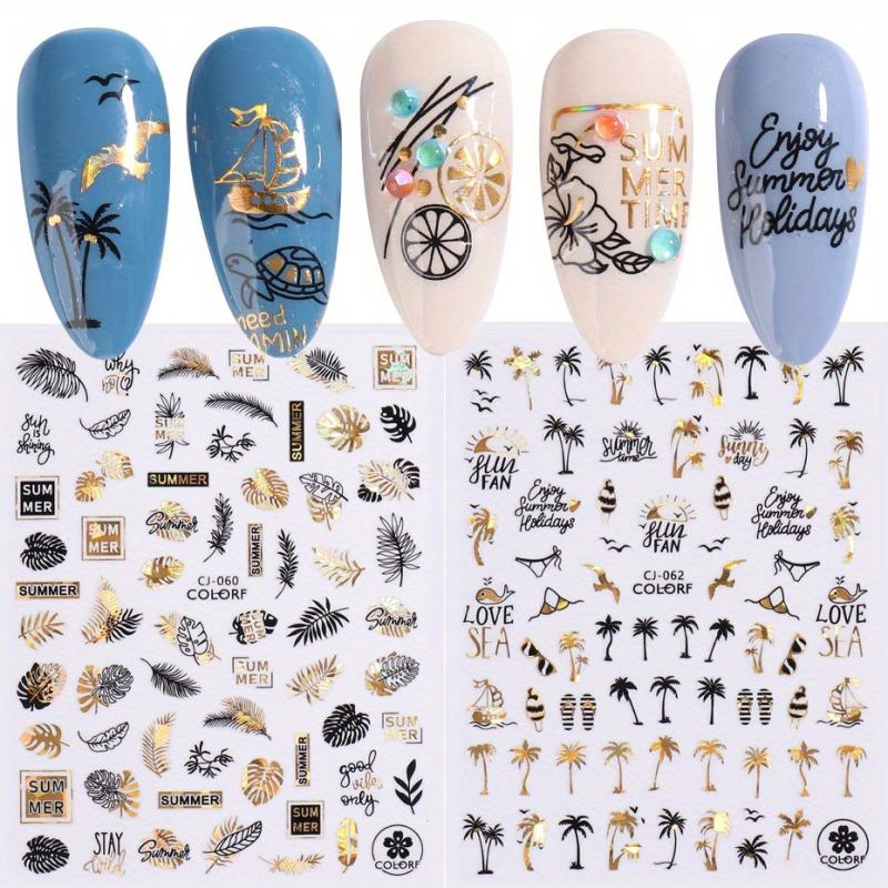 Coconut Tree Leaf Nail Stickers Easy DIY Nail Decoration