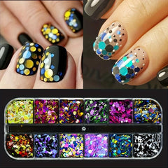 Nail Sequins Nail Art Flake Nail Glitter Paillette Mixed Round Nail Stickers