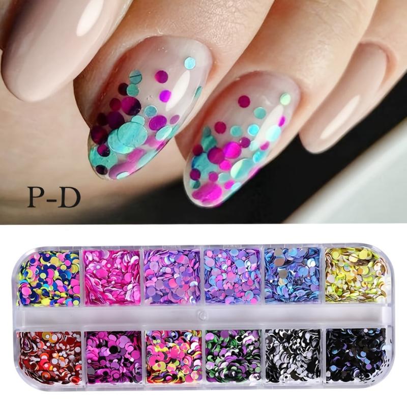 Nail Sequins Nail Art Flake Nail Glitter Paillette Mixed Round Nail Stickers