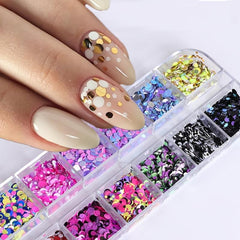 Nail Sequins Nail Art Flake Nail Glitter Paillette Mixed Round Nail Stickers