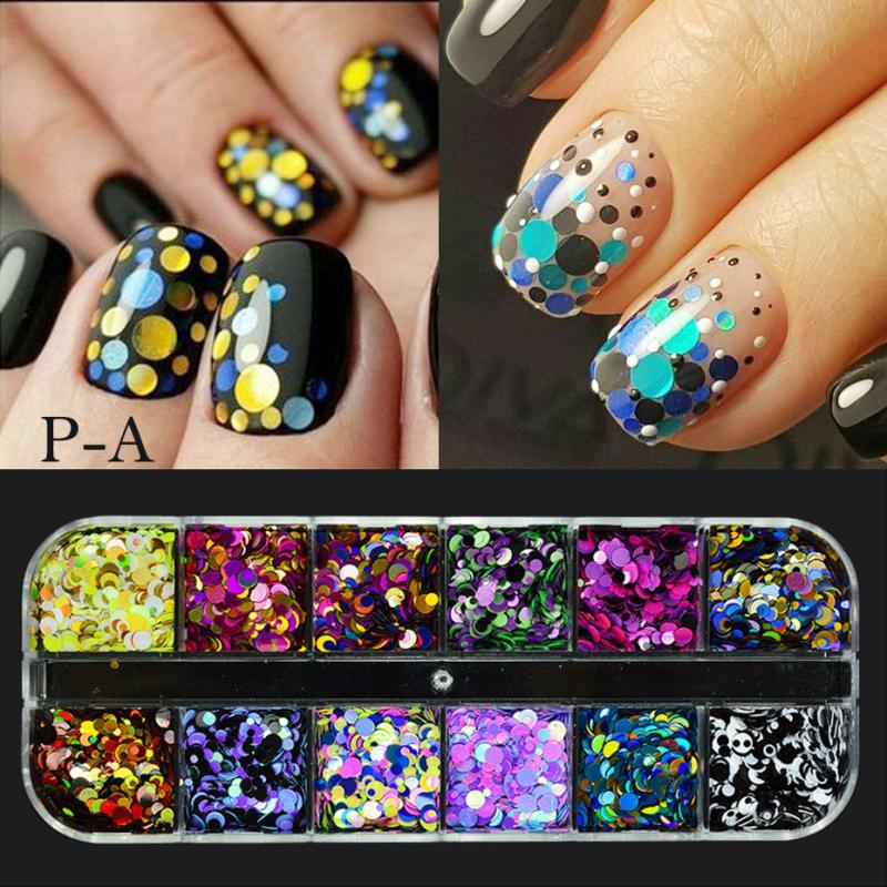 Nail Sequins Nail Art Flake Nail Glitter Paillette Mixed Round Nail Stickers