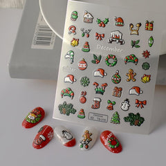 2pcs Christmas Nail Art Stickers Snowman Biscuits Nail Decals Self Adhesive