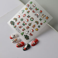 2pcs Christmas Nail Art Stickers Snowman Biscuits Nail Decals Self Adhesive