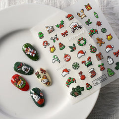 2pcs Christmas Nail Art Stickers Snowman Biscuits Nail Decals Self Adhesive