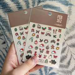 2pcs Christmas Nail Art Stickers Snowman Biscuits Nail Decals Self Adhesive