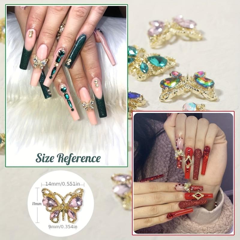24pcs Butterfly Nail Charms 6 Colors for DIY Nail Art