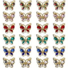24pcs Butterfly Nail Charms 6 Colors for DIY Nail Art