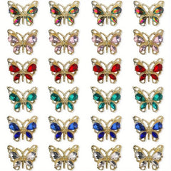 24pcs Butterfly Nail Charms 6 Colors for DIY Nail Art