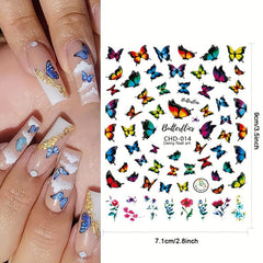 6 Sheets Butterfly Nail Art Stickers 3D Self Adhesive Designs Nail Decals