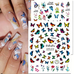 6 Sheets Butterfly Nail Art Stickers 3D Self Adhesive Designs Nail Decals