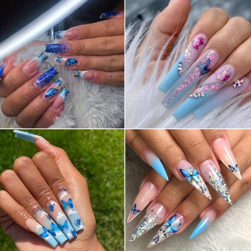 6 Sheets Butterfly Nail Art Stickers 3D Self Adhesive Designs Nail Decals