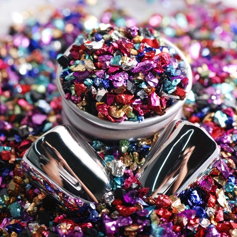 Metallic Crystal Chips Crushed Glass Glitter for Resin Nails and Crafts