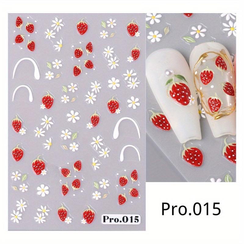 5D Embossed Floral Nail Stickers Self Adhesive Decals DIY Nail Art Supplies