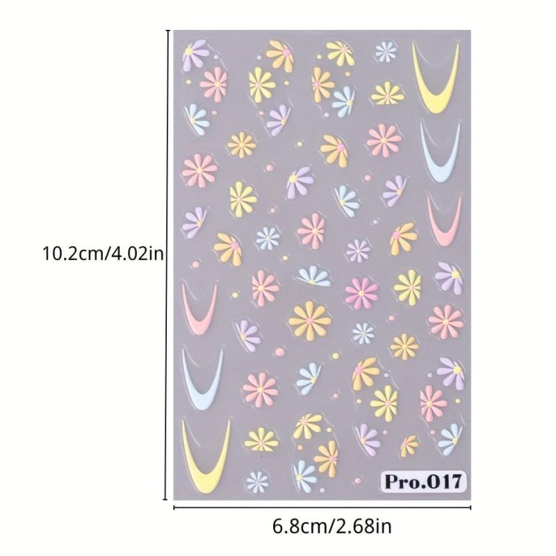 5D Embossed Floral Nail Stickers Self Adhesive Decals DIY Nail Art Supplies
