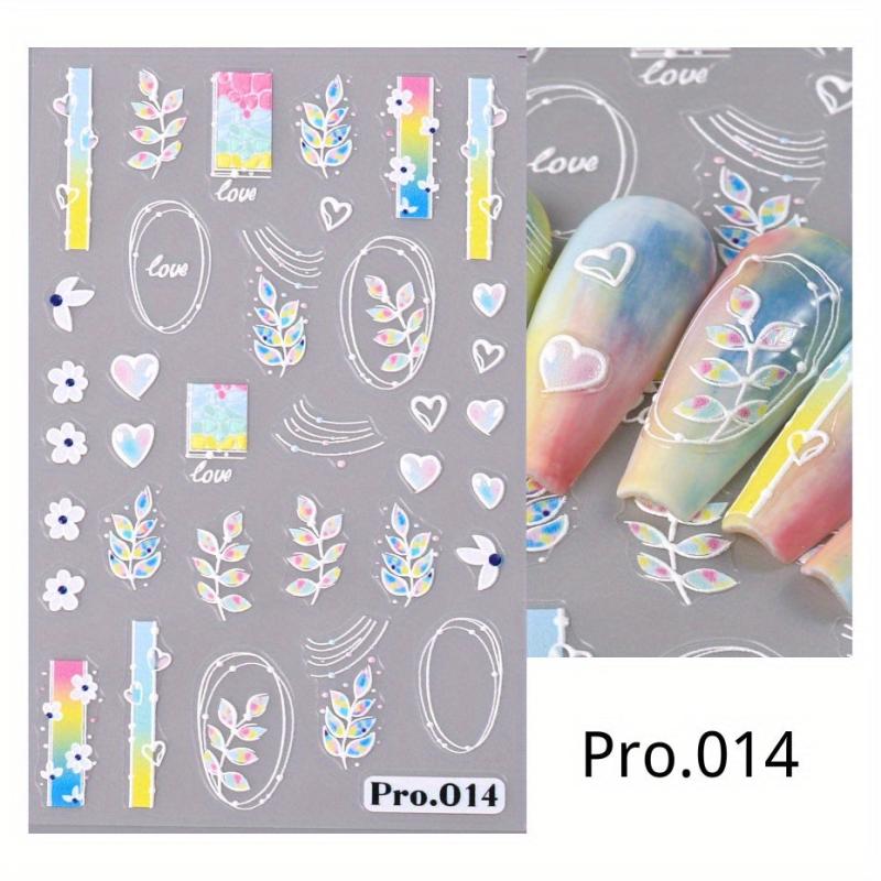 5D Embossed Floral Nail Stickers Self Adhesive Decals DIY Nail Art Supplies