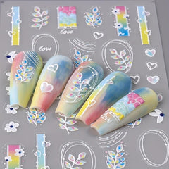 5D Embossed Floral Nail Stickers Self Adhesive Decals DIY Nail Art Supplies