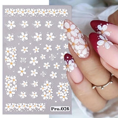 5D Embossed Floral Nail Stickers Self Adhesive Decals DIY Nail Art Supplies