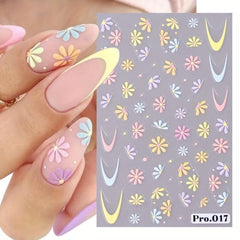 5D Embossed Floral Nail Stickers Self Adhesive Decals DIY Nail Art Supplies