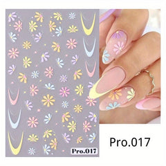 5D Embossed Floral Nail Stickers Self Adhesive Decals DIY Nail Art Supplies