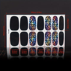 Geometric Line Nail Polish Strips with Love Nail Art Stickers