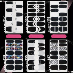 Geometric Line Nail Polish Strips with Love Nail Art Stickers