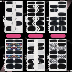 Geometric Line Nail Polish Strips with Love Nail Art Stickers