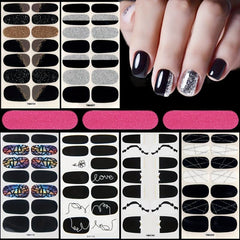 Geometric Line Nail Polish Strips with Love Nail Art Stickers