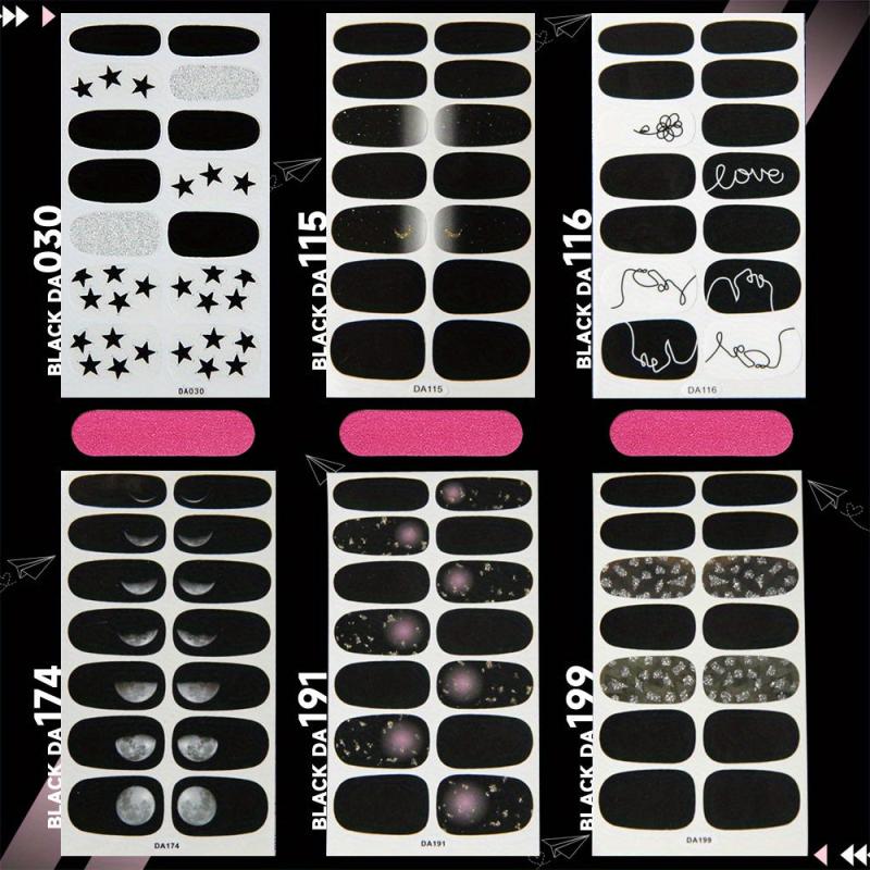 Geometric Line Nail Polish Strips with Love Nail Art Stickers