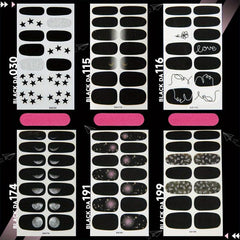 Geometric Line Nail Polish Strips with Love Nail Art Stickers