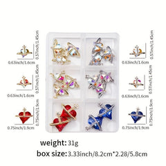 Peach Heart Nail Art Charms With Rhinestones Alloy Planet Nail Gem
