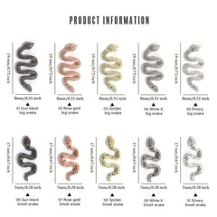 5pcs Snake Nail Art Charms with Rhinestones for DIY Nail Art