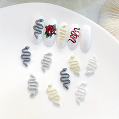 5pcs Snake Nail Art Charms with Rhinestones for DIY Nail Art