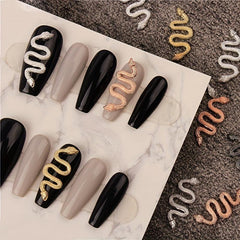 5pcs Snake Nail Art Charms with Rhinestones for DIY Nail Art