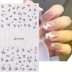 5D Embossed Daisy Nail Art Stickers - Yellow Colorful Flowers
