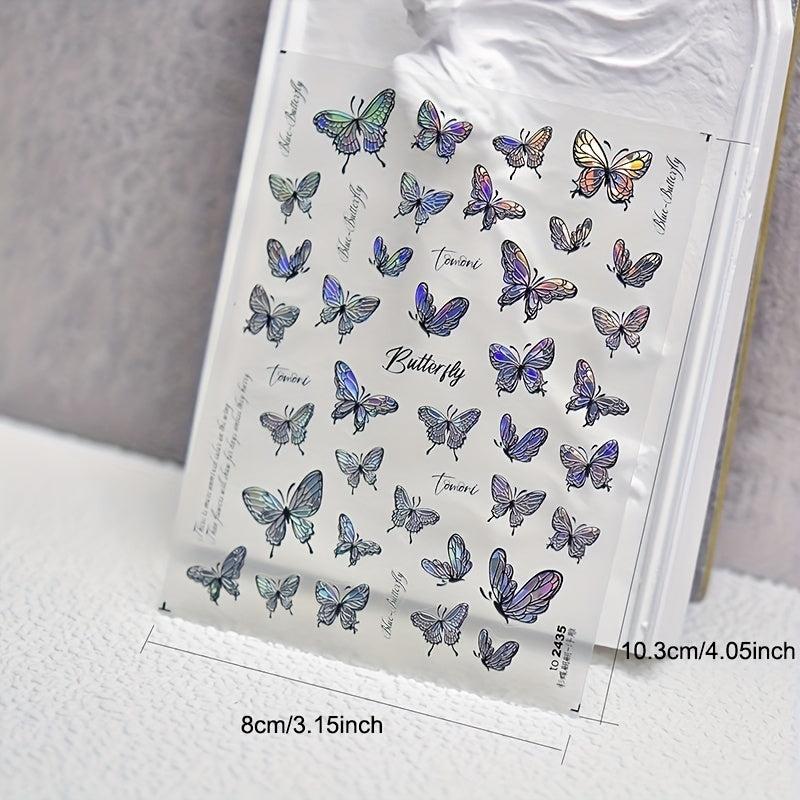 5D Embossed Butterfly Nail Art Stickers Self Adhesive Decals