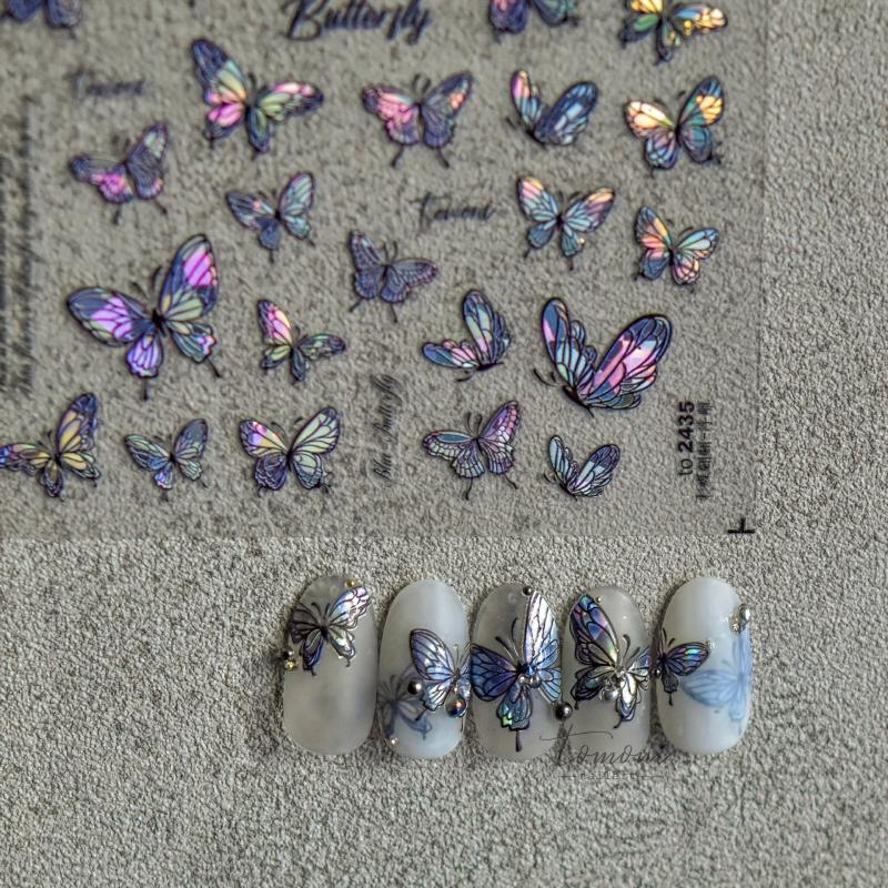 5D Embossed Butterfly Nail Art Stickers Self Adhesive Decals