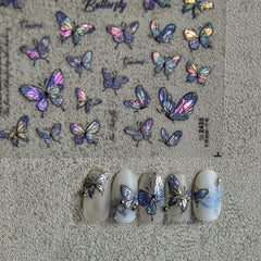5D Embossed Butterfly Nail Art Stickers Self Adhesive Decals